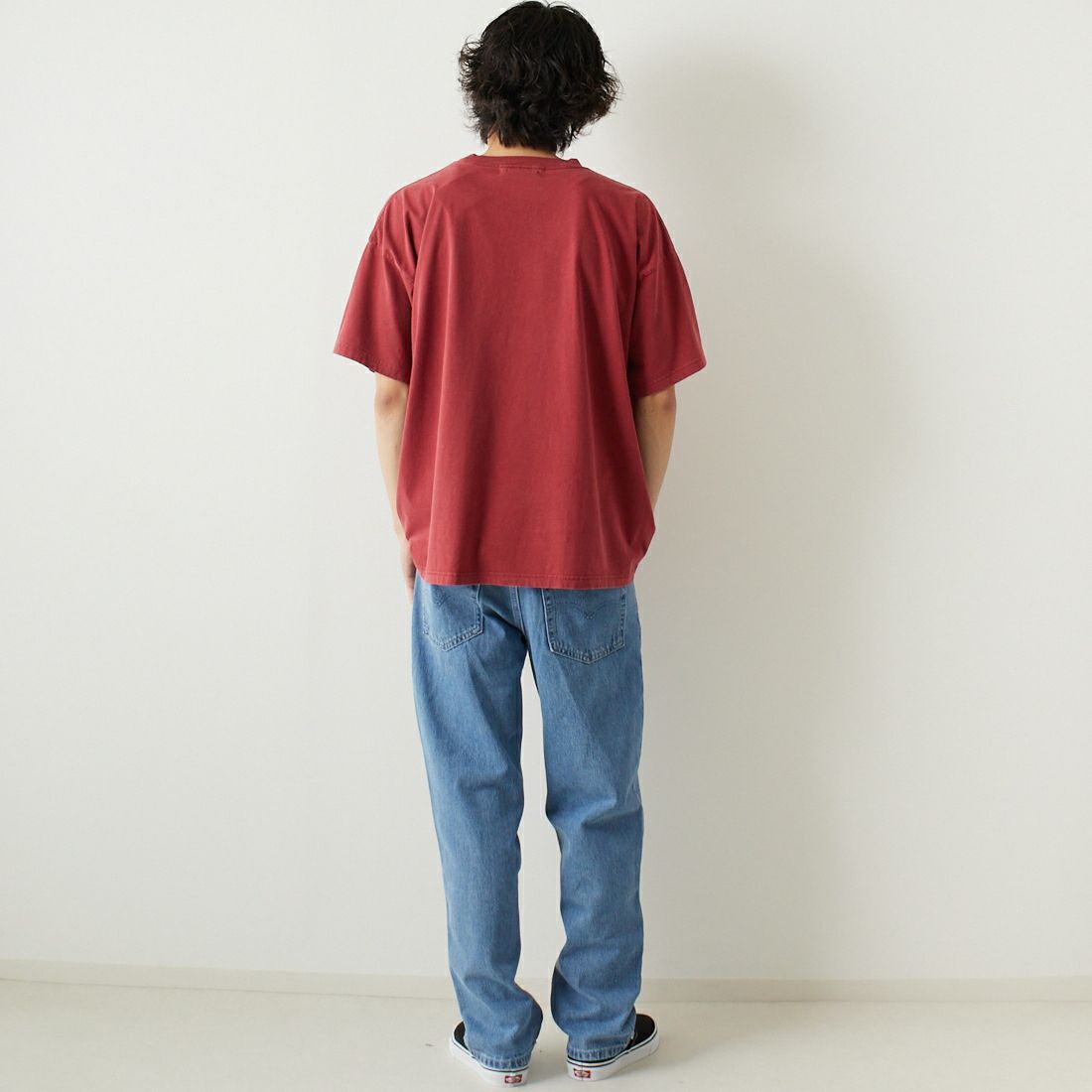 REMI RELIEF [レミレリーフ] 別注 20天竺プリントTシャツ GIANT [RN24329271-JF] RED &&モデル身長：182cm 着用サイズ：M&&