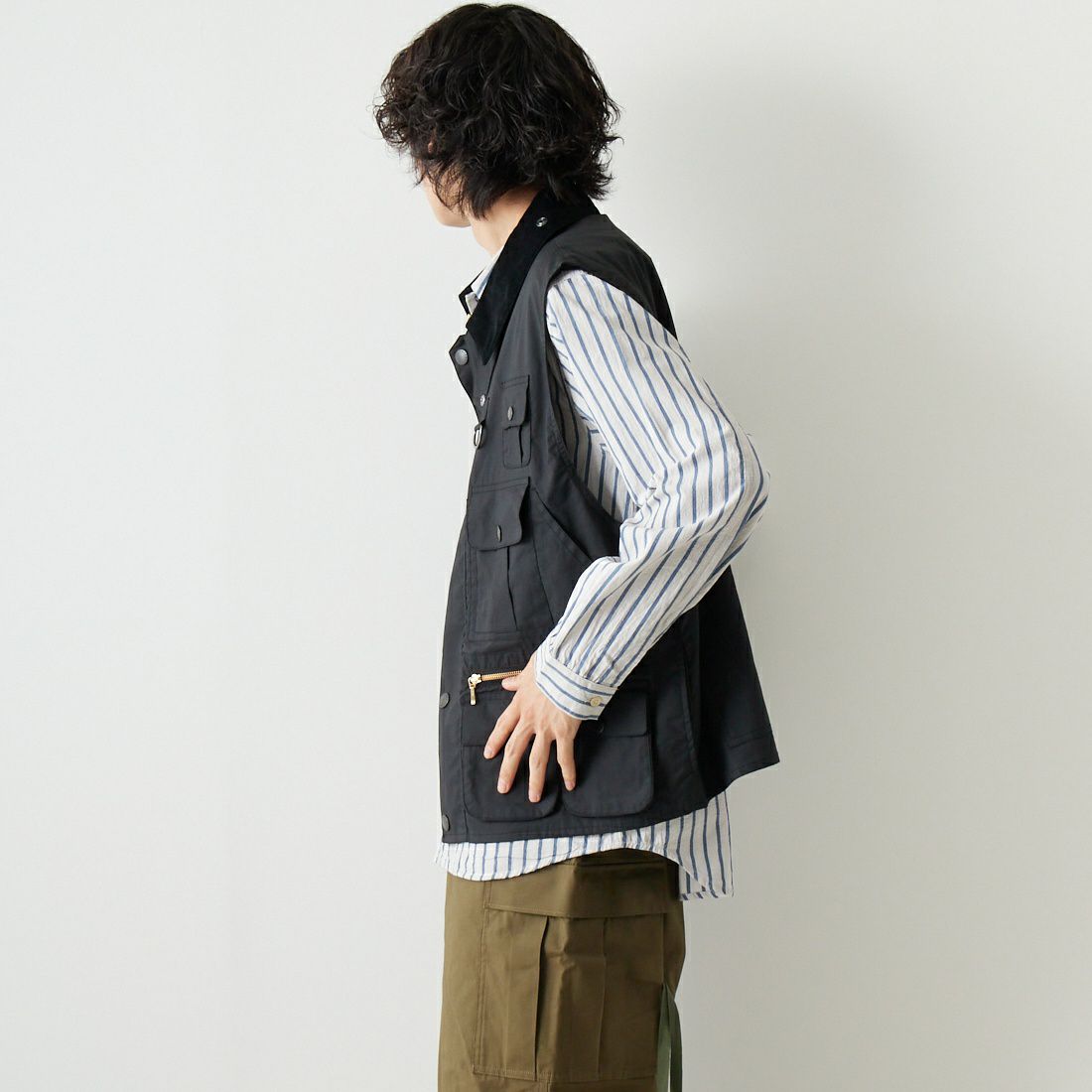 Barbour [バブアー] LAKELAND フィッシングベスト [231MGIGO01] 20 BLACK &&モデル身長：182cm 着用サイズ：40&&