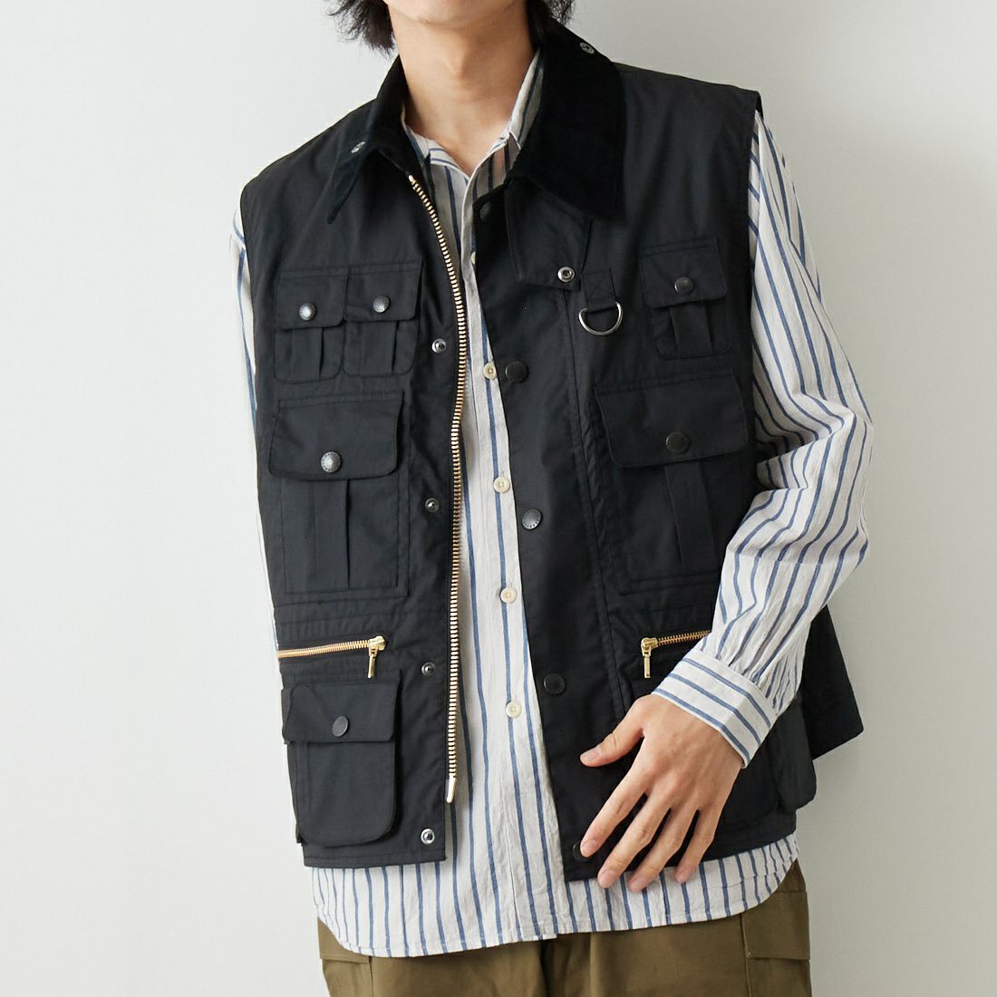 Barbour [バブアー] LAKELAND フィッシングベスト [231MGIGO01] 20 BLACK &&モデル身長：182cm 着用サイズ：40&&