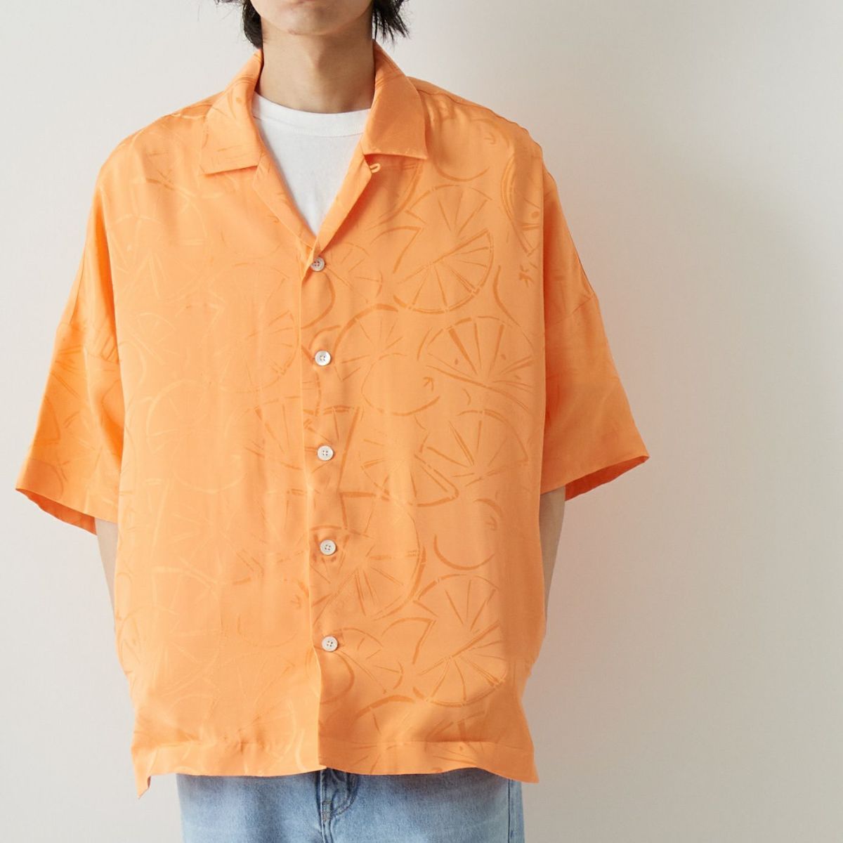 ChahChah [チャーチャー] オリジナルジャガード オープンカラーシャツ [CC-23SS-SH02] SWEET ORG &&モデル身長：182cm 着用サイズ：L&&