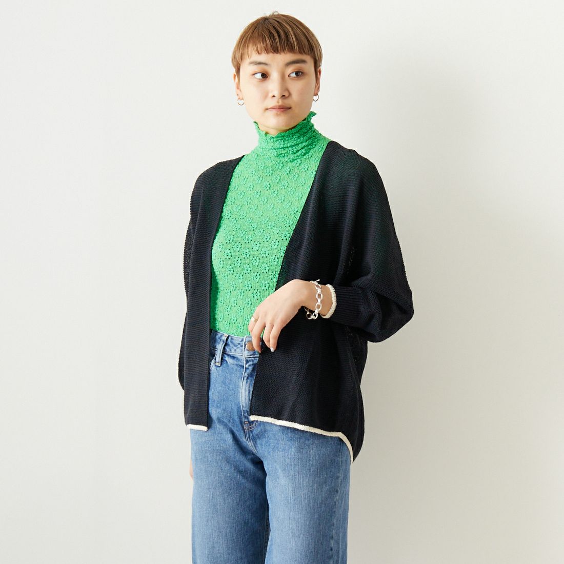 Jeans Factory Clothes [ジーンズファクトリークローズ] ホールガーメント配色カーディガン [113-1987]