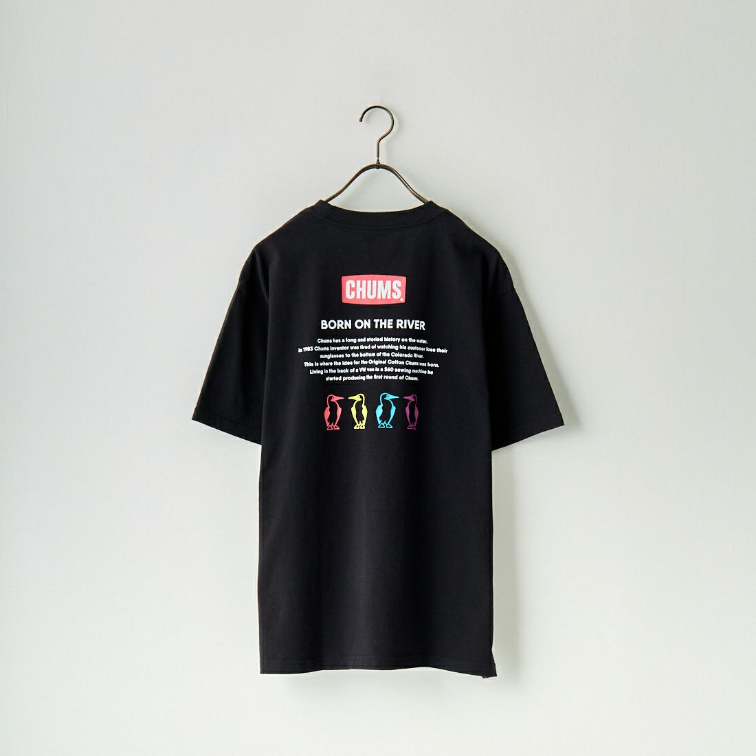 CHUMS [チャムス] 別注 ヒストリーロゴ バックプリントTシャツ [CH01-2311-JF] K001 BLACK &&