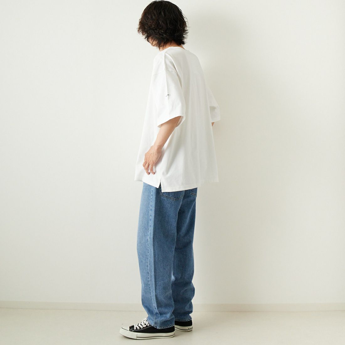 MONT KEMMEL [モンケメル] ソリッドバスクシャツ [MKL-000-231020] WHITE &&モデル身長：182cm 着用サイズ：42&&