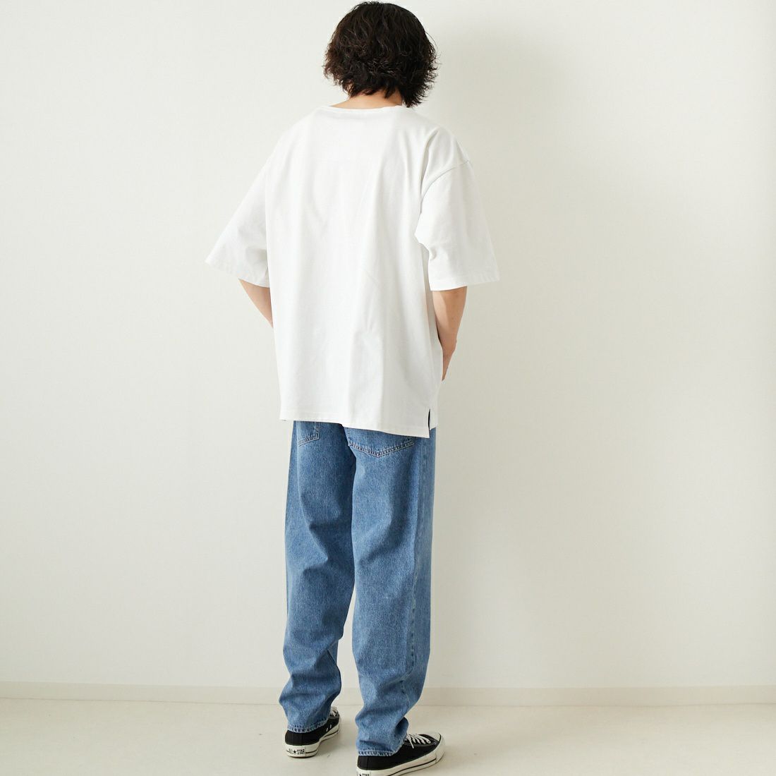 MONT KEMMEL [モンケメル] ソリッドバスクシャツ [MKL-000-231020] WHITE &&モデル身長：182cm 着用サイズ：42&&