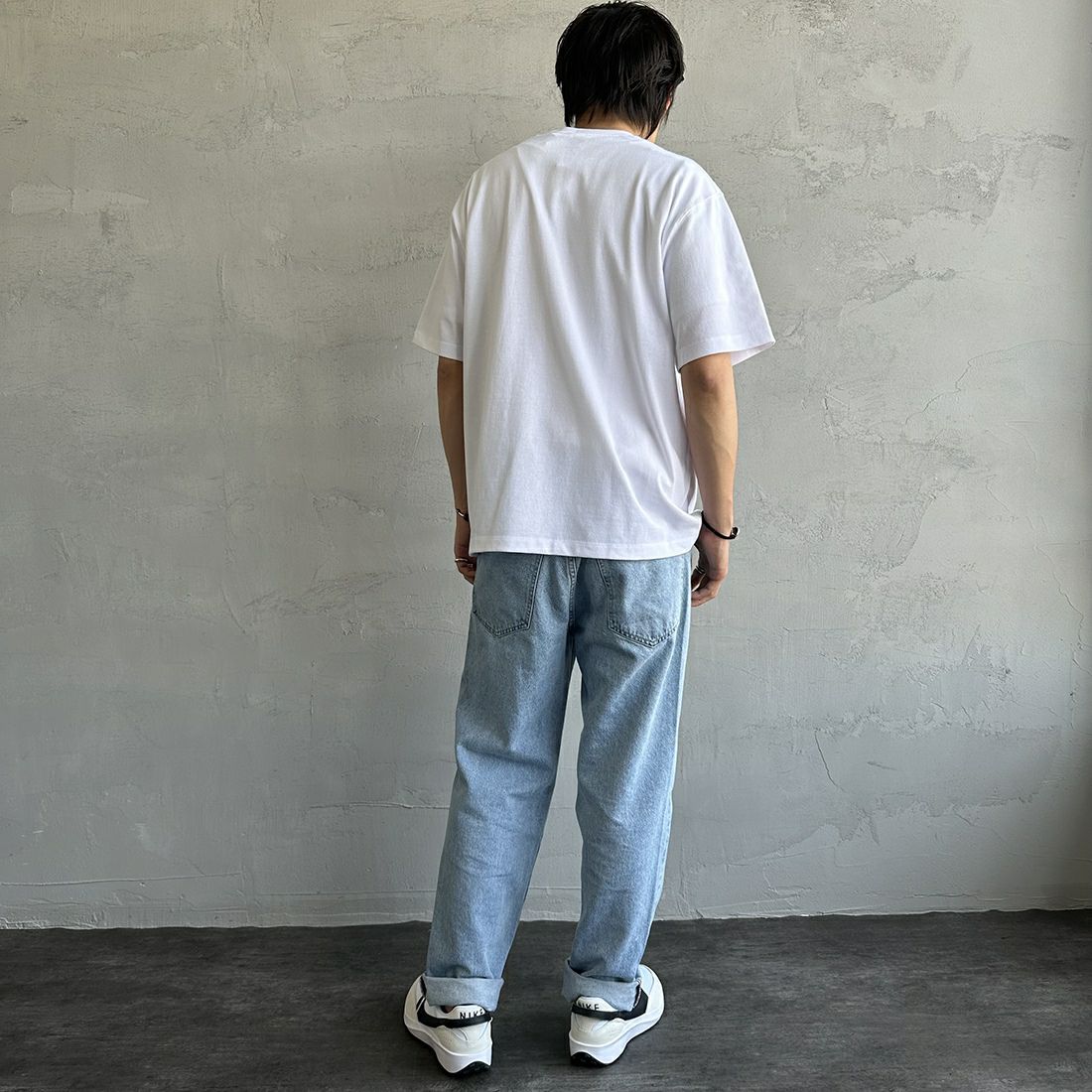 DANTON [ダントン] 半袖ポケットTシャツ [DT-C0198TCB] WHITE &&モデル身長：173cm 着用サイズ：XL&&
