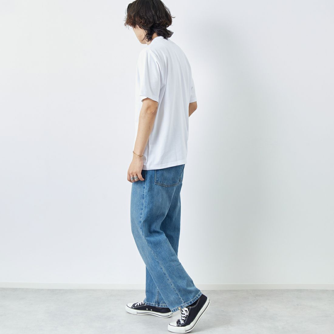 DANTON [ダントン] ソリッド ポケットTシャツ [DT-C0198TCB] WHITE &&モデル身長：179cm 着用サイズ：XL&&