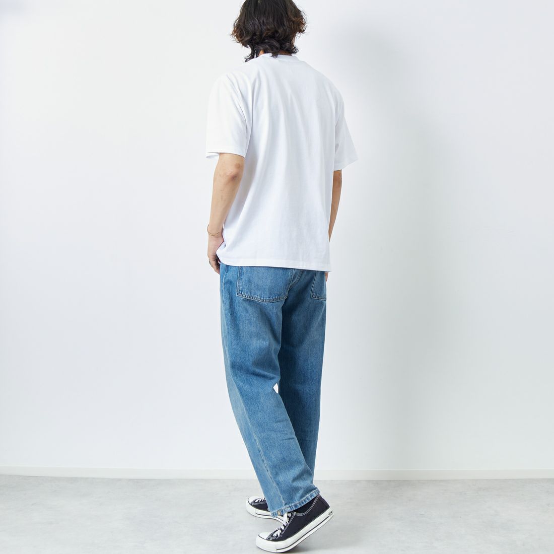 DANTON [ダントン] ソリッド ポケットTシャツ [DT-C0198TCB] WHITE &&モデル身長：179cm 着用サイズ：XL&&