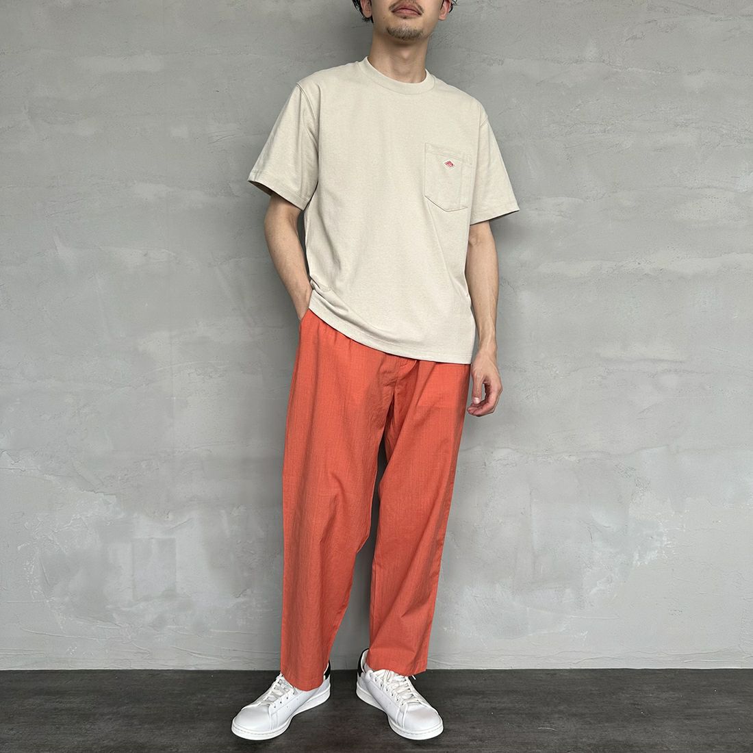 DANTON [ダントン] 半袖ポケットTシャツ [DT-C0198TCB] HEATHER IV &&モデル身長：168cm 着用サイズ：S&&