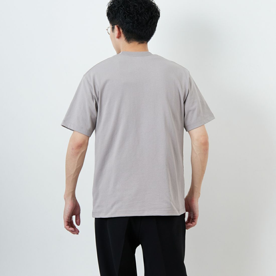 DANTON [ダントン] ソリッド ポケットTシャツ [DT-C0198TCB] LT.GREY &&モデル身長：168cm 着用サイズ：S&&