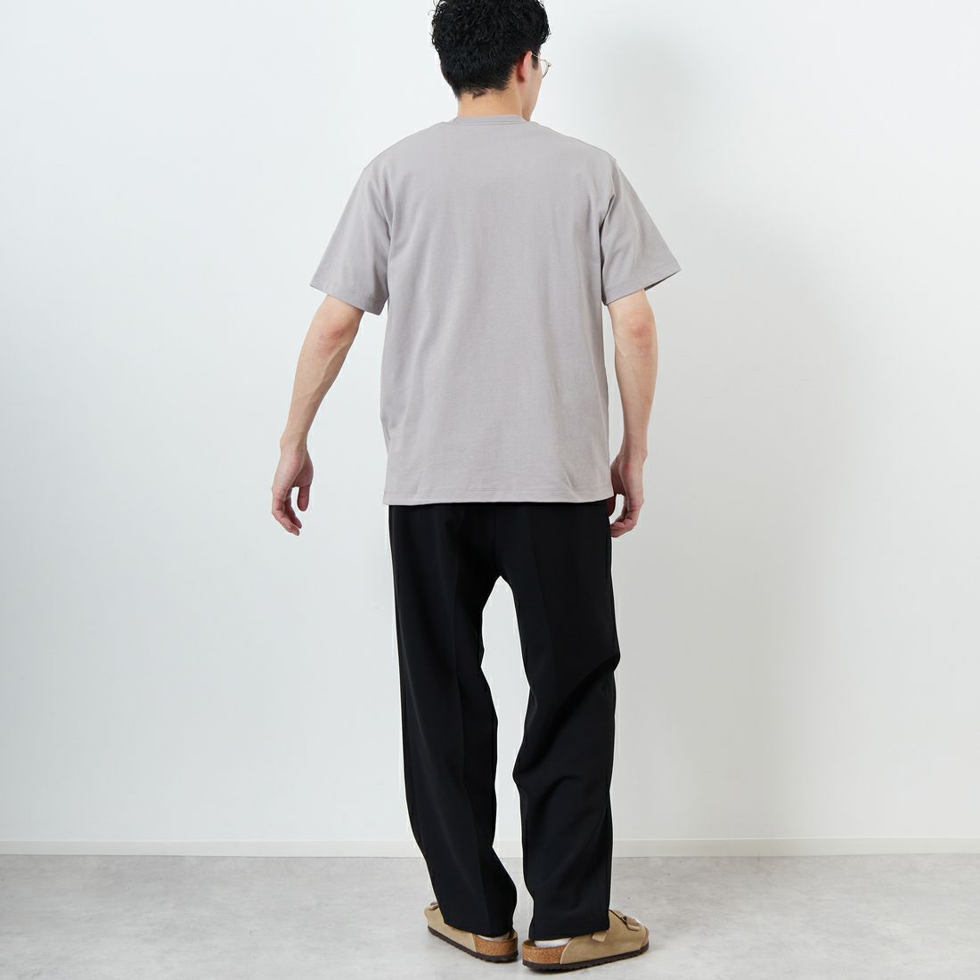 DANTON [ダントン] ソリッド ポケットTシャツ [DT-C0198TCB] LT.GREY &&モデル身長：168cm 着用サイズ：S&&