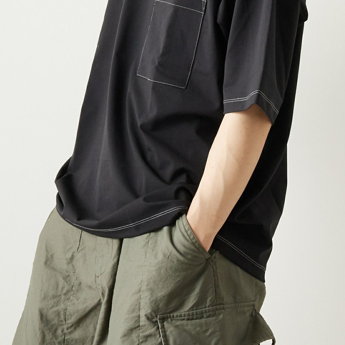Jeans Factory Clothes [ジーンズファクトリークローズ] AIR POLY 天竺クルーネックTシャツ [JFC-232-012] BLACK