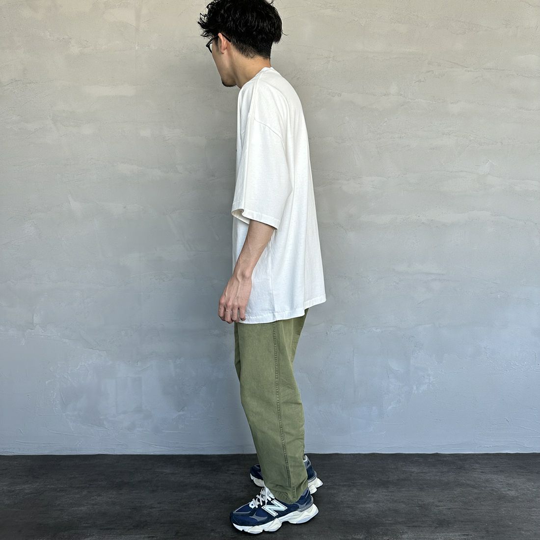 THE FOX [ザフォックス] 別注 ワンポイントロゴTシャツ [PN23S015-JF] WHITE &&モデル身長：168cm 着用サイズ：L&&