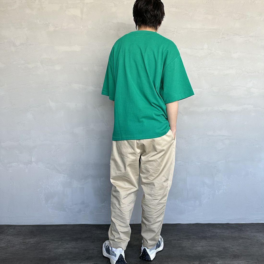 THE FOX [ザフォックス] 別注 ワンポイントロゴTシャツ [PN23S015-JF] GREEN &&モデル身長：173cm 着用サイズ：M&&