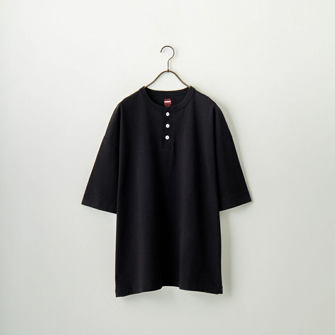 Health knit [ヘルスニット] 別注 ビックシルエット ヘンリーネックTシャツ [HR2301M011-JF] BLACK