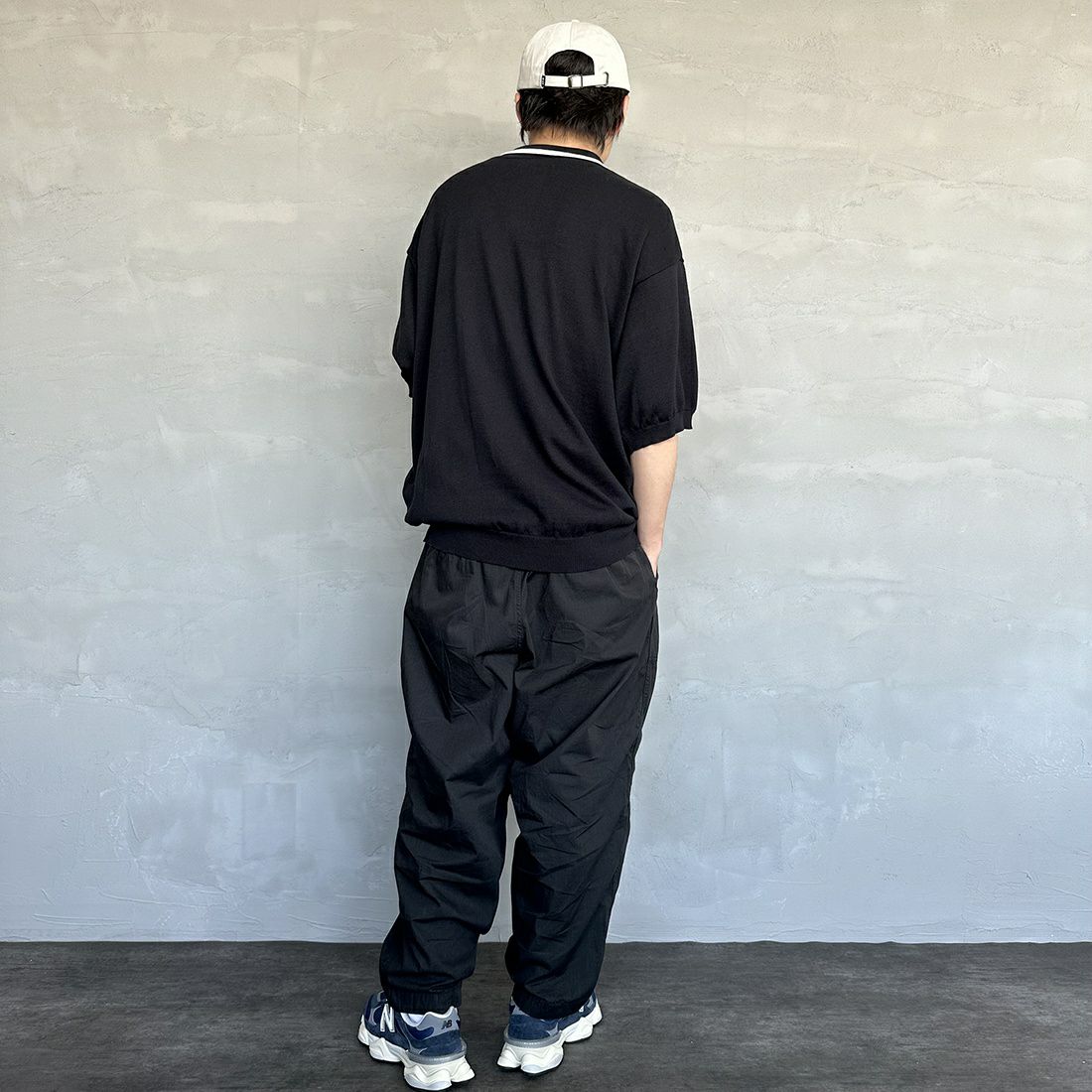 THE FOX [ザフォックス] 別注 ラインポロシャツ [PN23S014-JF] BLACK &&モデル身長：173cm 着用サイズ：L&&