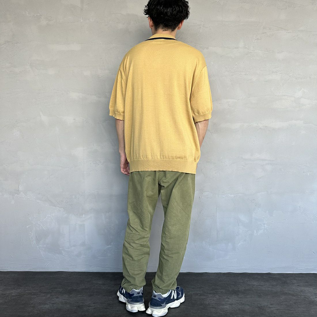 THE FOX [ザフォックス] 別注 ラインポロシャツ [PN23S014-JF] BEIGE &&モデル身長：168cm 着用サイズ：M&&