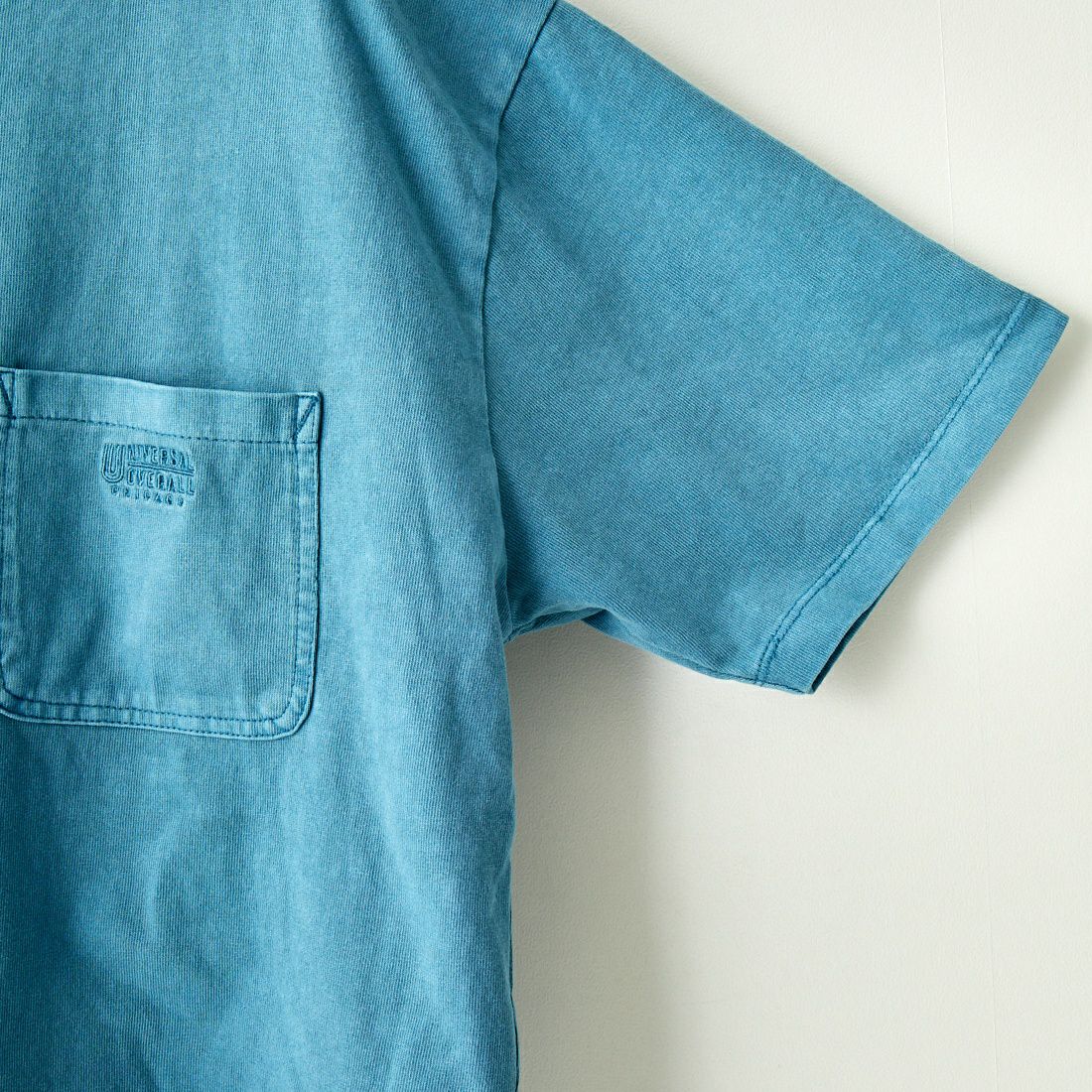 UNIVERSAL OVERALL [ユニバーサルオーバーオール] 別注 ピグメント加工 クロップドTシャツ [U2312200IN-JF] BLUE