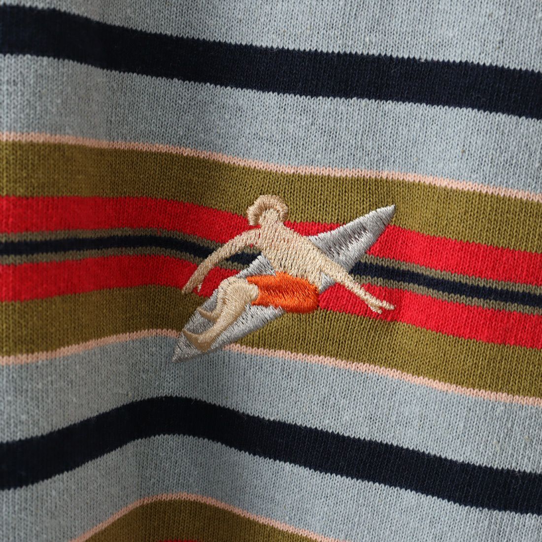 HELLO CALIF [ハローカリフ] ボーダー刺繍Tシャツ [632535] CAMEL