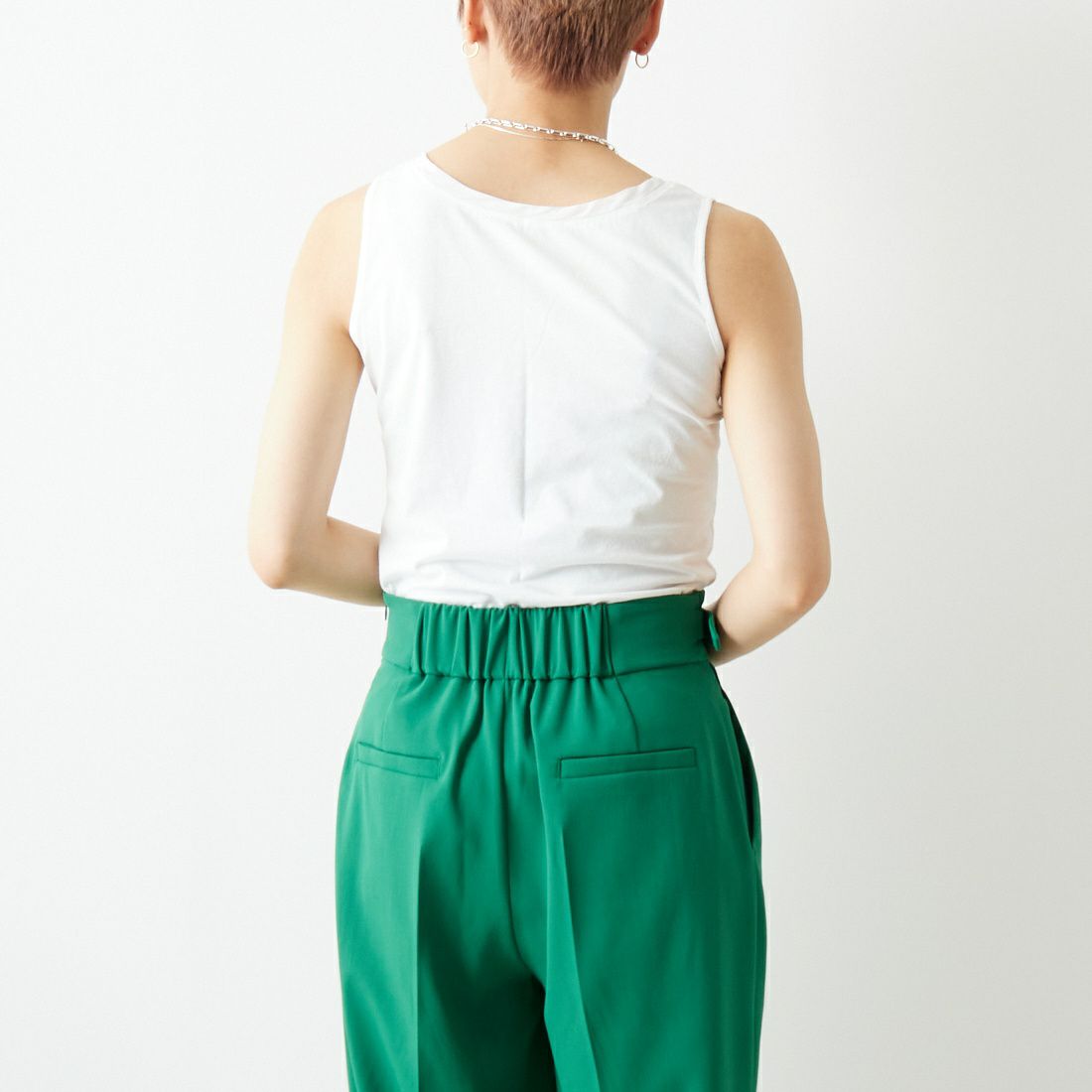 Jeans Factory Clothes [ジーンズファクトリークローズ] 衿布帛タンクトップインナー [133816] 01 ｵﾌﾎﾜｲﾄ &&モデル身長：160cm 着用サイズ：F&&