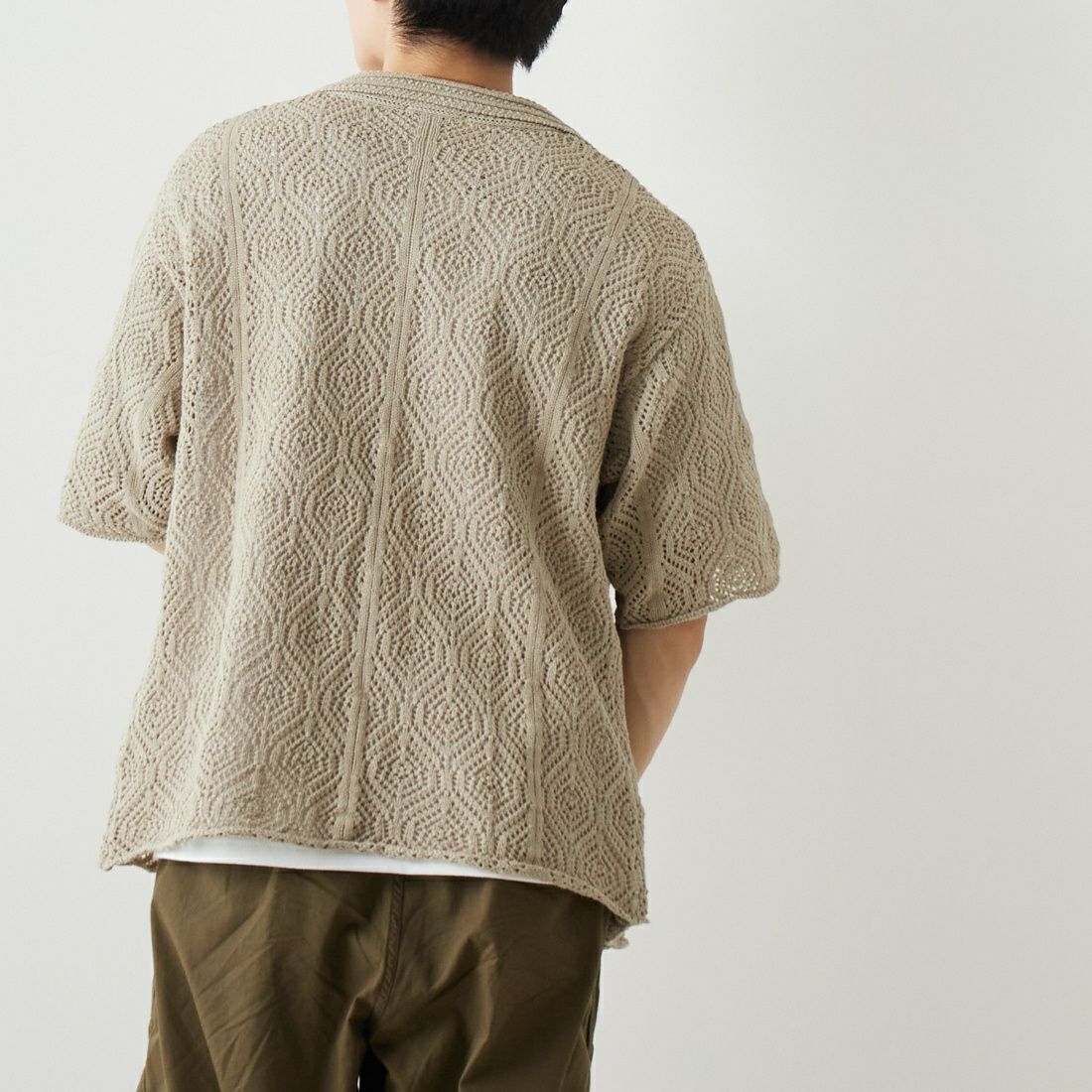 Noir Fabrik [ヌワールファブリック] 透かし編みニットシャツ [AK231524] ｸﾞﾚｰｼﾞｭ &&モデル身長：169cm 着用サイズ：M&&