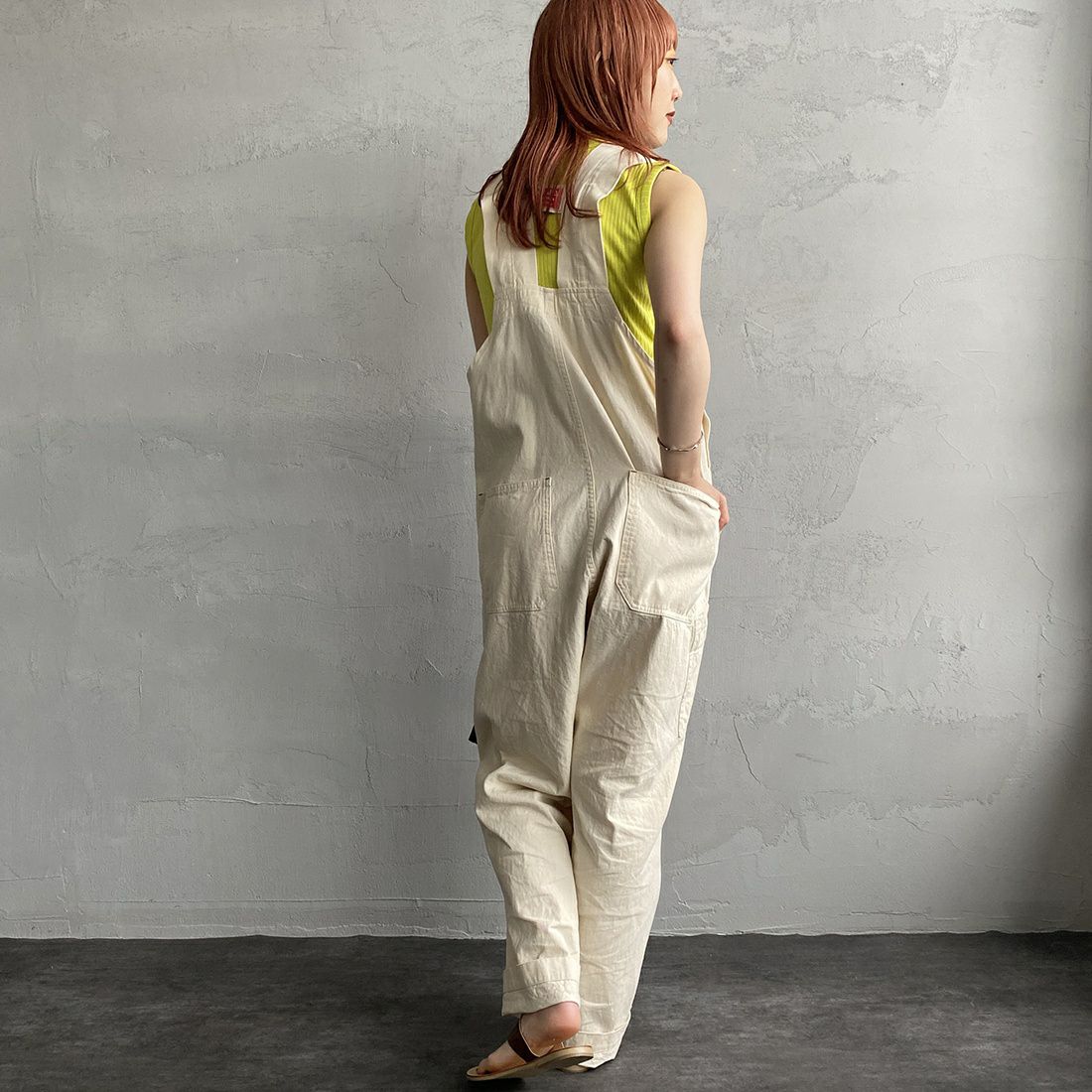 Noir Fabrik [ヌワールファブリック] ノースリーブ リブカットソー [JFS-C053] 54 LIME &&モデル身長：156cm 着用サイズ：F&&