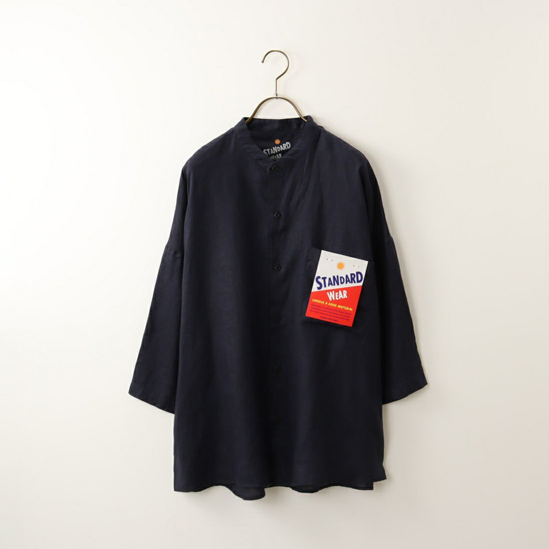 Jeans Factory Clothes [ジーンズファクトリークローズ] フレンチリネンワイドバンドカラーシャツ [BFP513] 540 NAVY