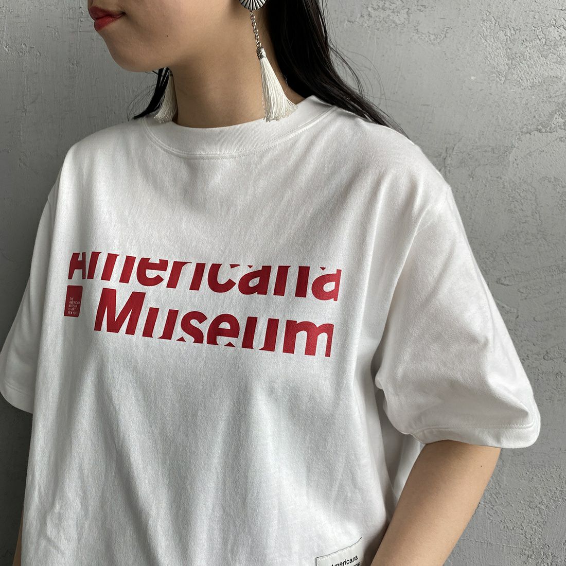 Americana × JEANS FACTORY [アメリカーナ × ジーンズファクトリー] 別注 クロップドワイドプリントTシャツ [ASO-M-649-2-JF] ｵﾌﾎﾜｲﾄ