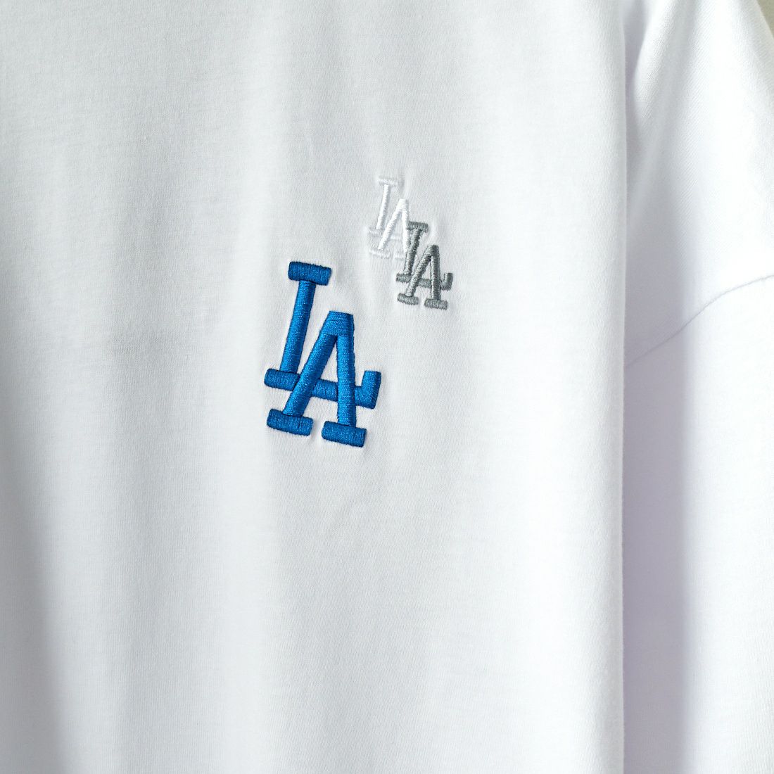 Fanatics [ファナティクス] 別注 MLB 3連ワンポイントロゴ刺繍 ショートスリーブTシャツ [ML0123SS0013-JF] LA WHITE