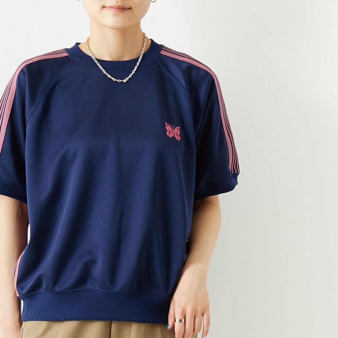 Needles [ニードルズ] 別注 ショートスリーブクルーネックトラックシャツ [MR558-JF] NAVY