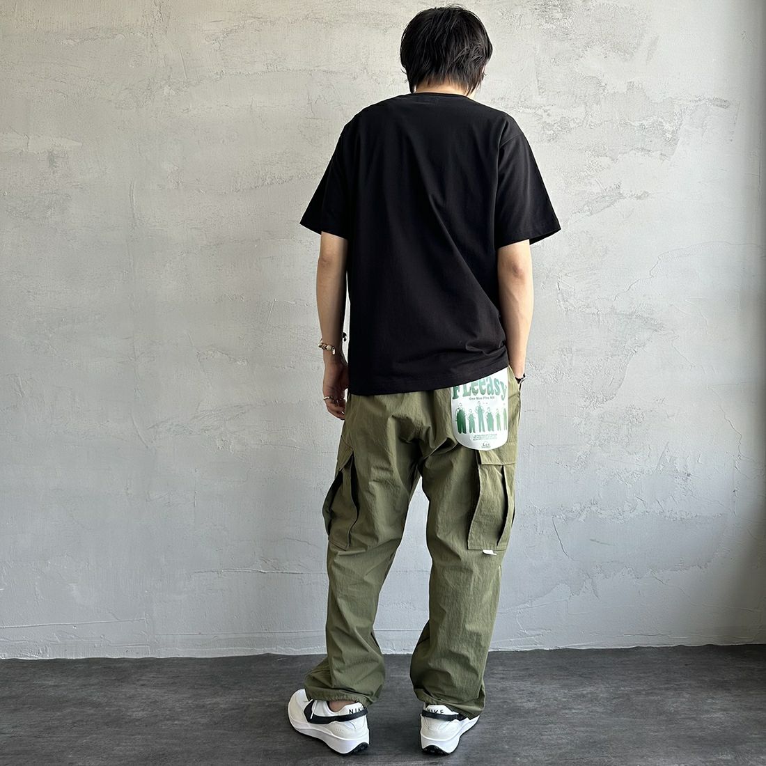 THE FOX [ザフォックス] 別注 ワンポイントロゴ ショートスリーブTシャツ [PN23S016-JF] BLACK &&モデル身長：173cm 着用サイズ：XL&&