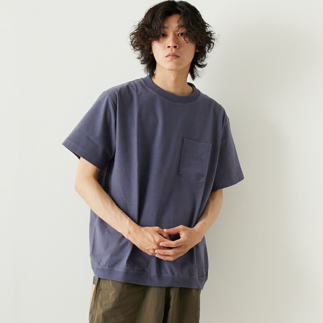 THE NORTH FACE PURPLE LABEL [ザ ノースフェイス パープルレーベル] ハイバルギーポケットTシャツ [NT3323N] VN VINTAGE &&モデル身長：182cm 着用サイズ：L&&