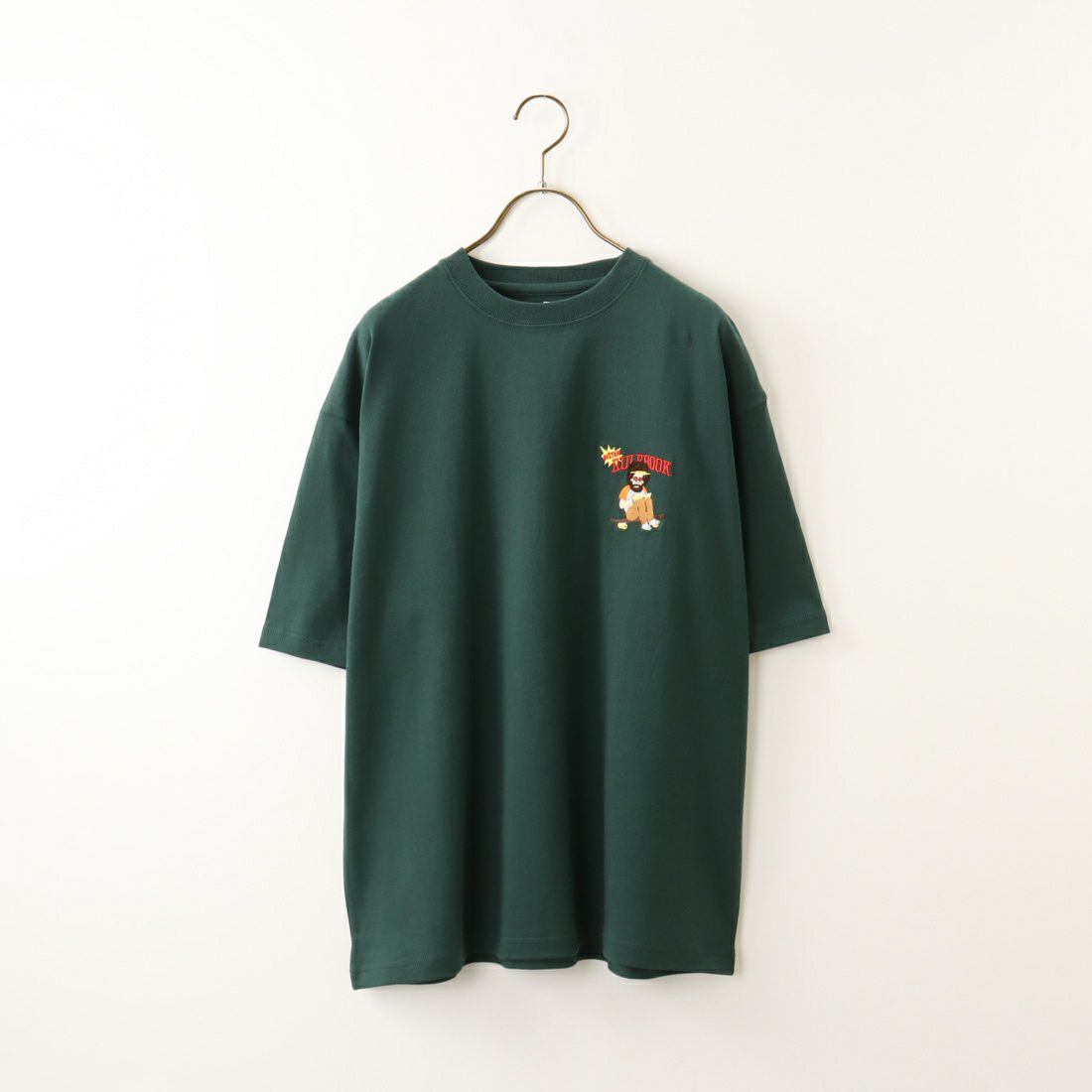 33Degrees [サーティースリーディグリーズ] 髭おじさんサガラ刺繍半袖Tシャツ [TDR-232-056] F GREEN