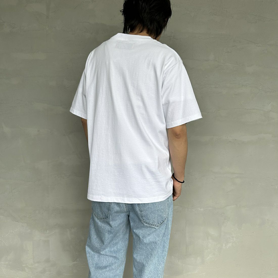 UNIVERSAL OVERALL [ユニバーサルオーバーオール] 別注 カバーオールTシャツ [U2311280IN-JF] WHT/LEO BE&&モデル身長：173cm 着用サイズ：M&&