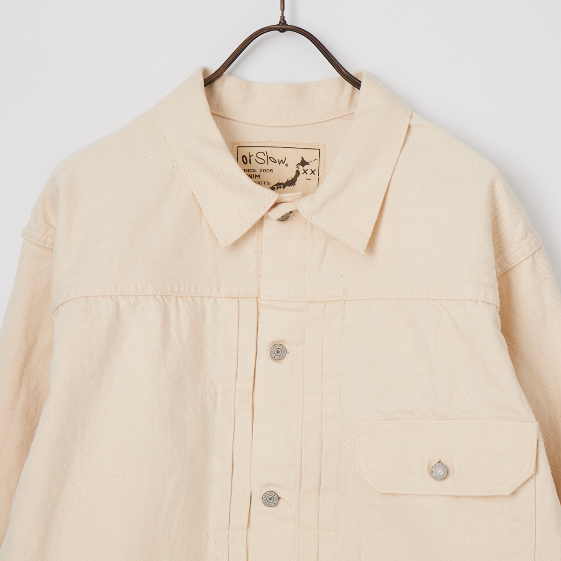 orSlow [オアスロウ] TYPE1 ヴィンテージウォッシュデニムジャケット [03-6011] 81 ONEWASH &&モデル身長：179cm 着用サイズ：4&&