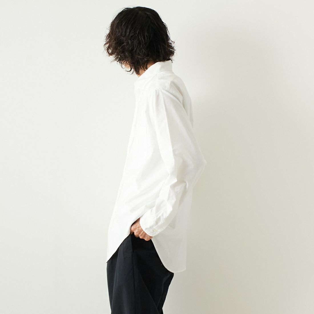orSlow [オアスロウ] オックスフォードボタンダウンシャツ [01-8112] 69 WHITE &&モデル身長：182cm 着用サイズ：4&&