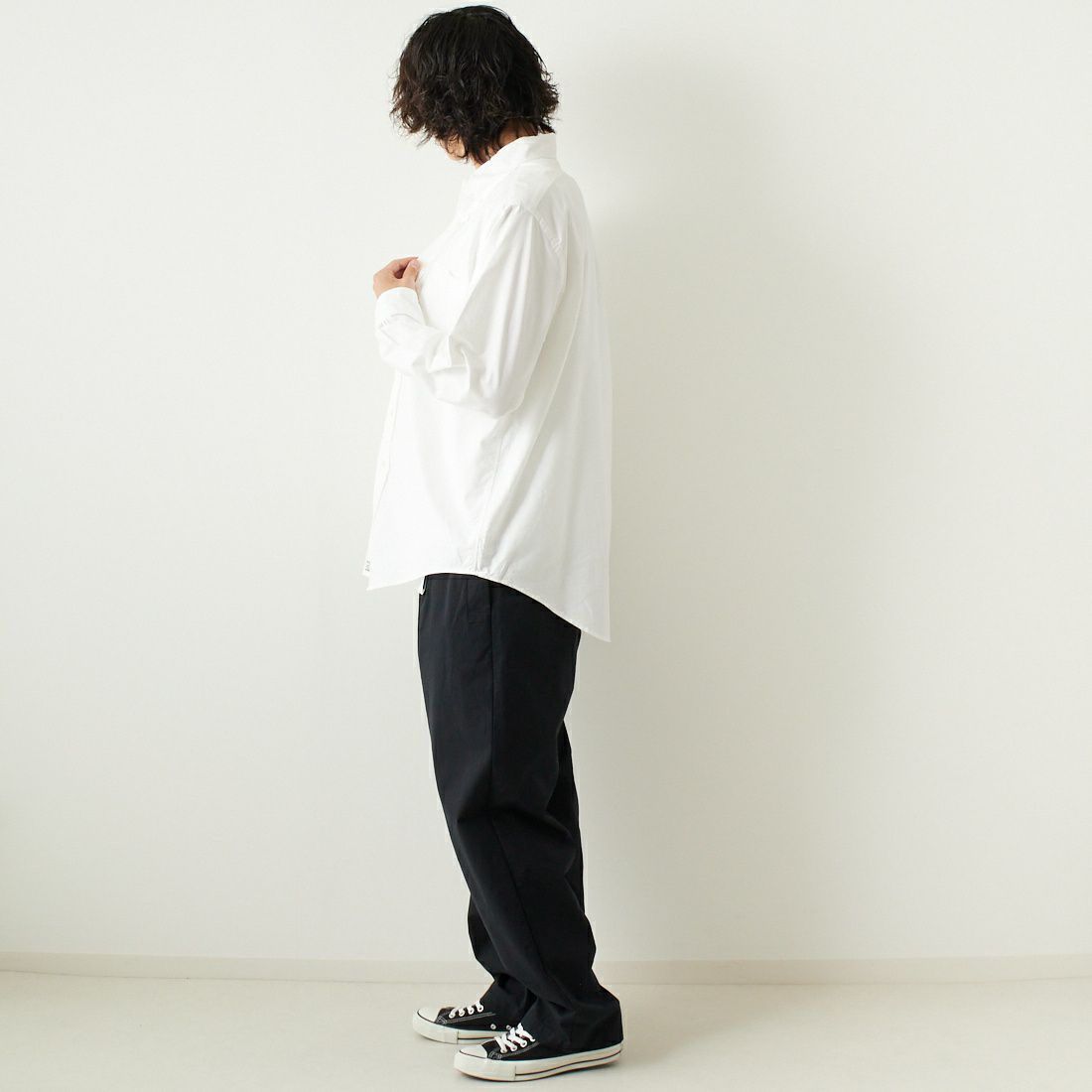 orSlow [オアスロウ] オックスフォードボタンダウンシャツ [01-8112] 69 WHITE &&モデル身長：182cm 着用サイズ：4&&