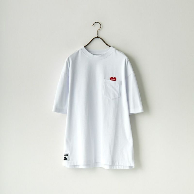 POLeR [ポーラー] 別注 FURRY HART ワンポイントロゴ刺繍ポケットTシャツ [231MCV4000-JF] WHITE