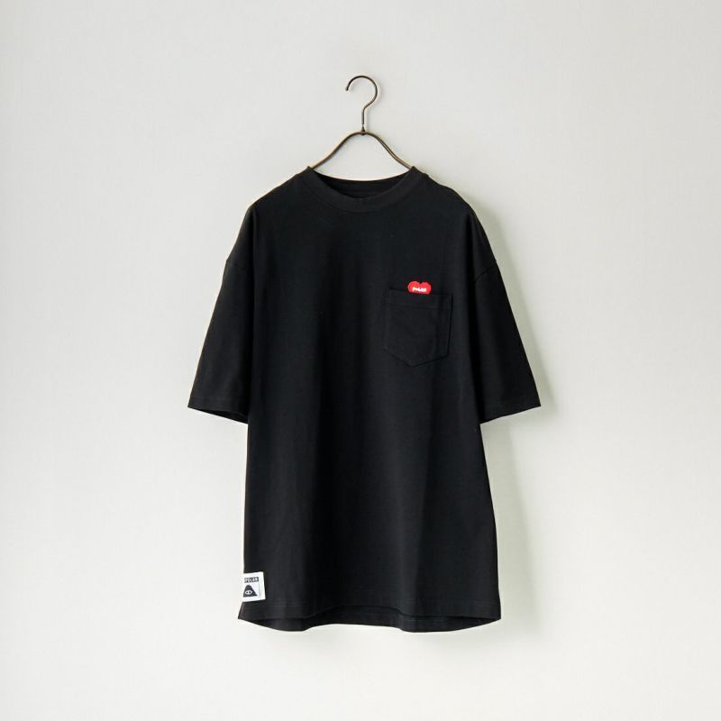 POLeR [ポーラー] 別注 FURRY HART ワンポイントロゴ刺繍ポケットTシャツ [231MCV4000-JF] BLACK