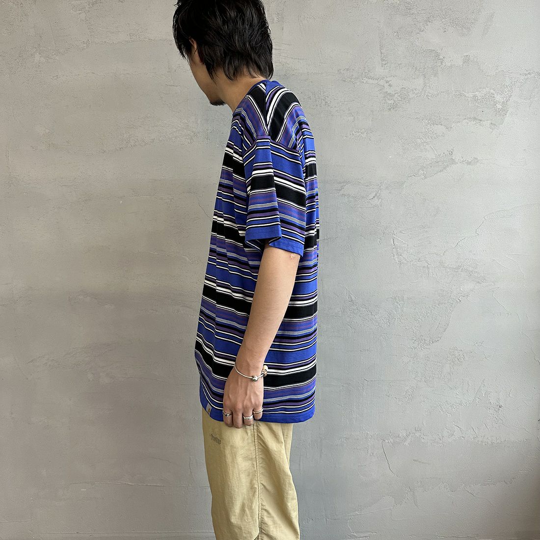 carhartt WIP [カーハートダブリューアイピー] ショートスリーブラファティTシャツ [I031603] LAZURITE&&モデル身長：173cm 着用サイズ：L&&