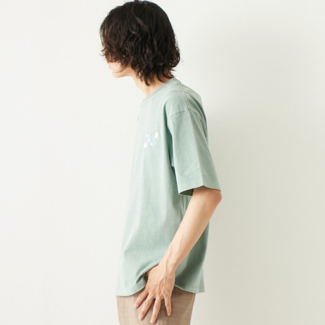 Jeans Factory Clothes [ジーンズファクトリークローズ] DISCOプリントTシャツ [2322-420IN-A] MINT &&モデル身長：182cm 着用サイズ：L&&