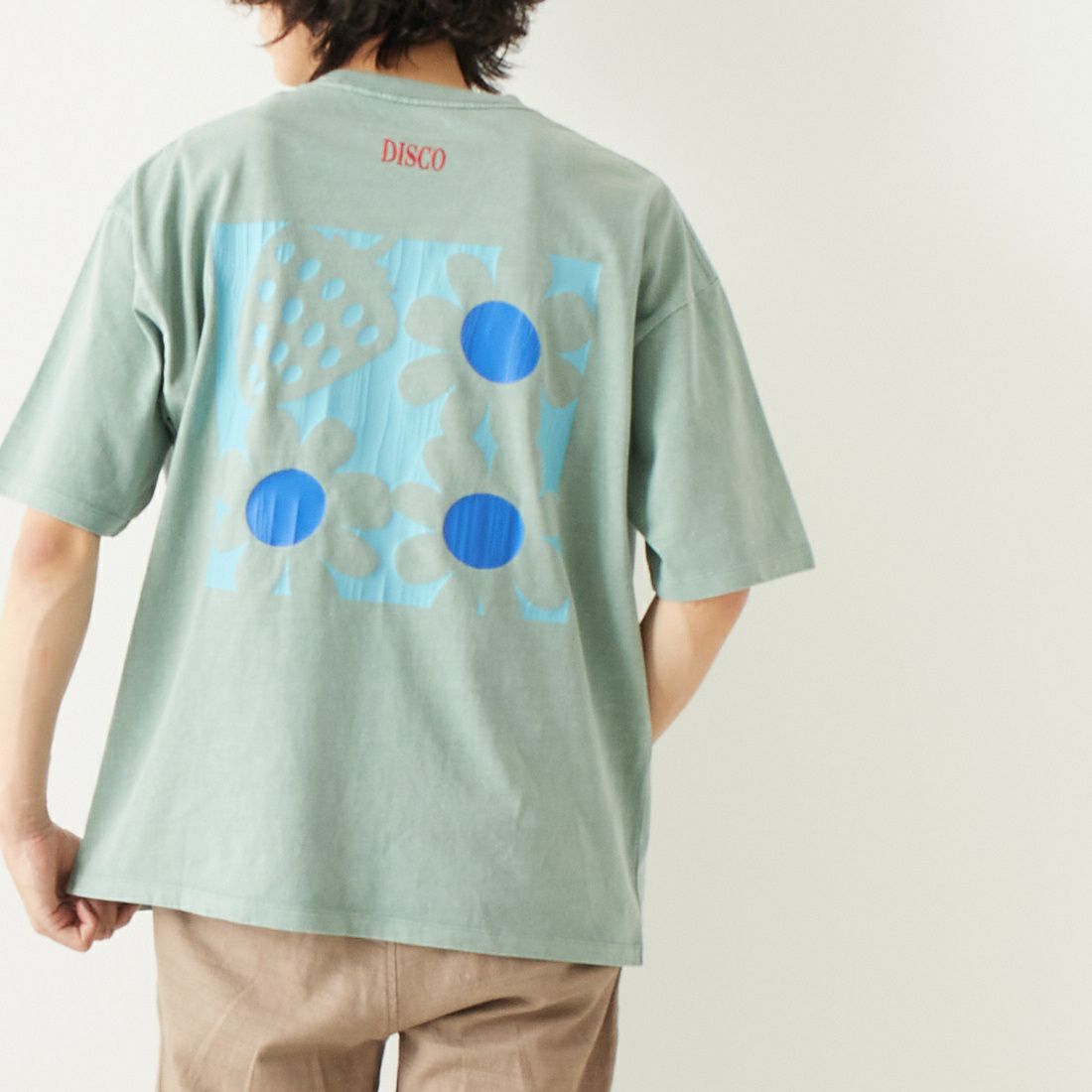 Jeans Factory Clothes [ジーンズファクトリークローズ] DISCOプリントTシャツ [2322-420IN-A] MINT &&モデル身長：182cm 着用サイズ：L&&