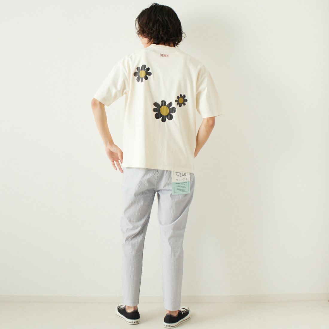 Jeans Factory Clothes [ジーンズファクトリークローズ] DISCOプリントTシャツ [2322-420IN-B] OFF WHITE &&モデル身長：182cm 着用サイズ：L&&