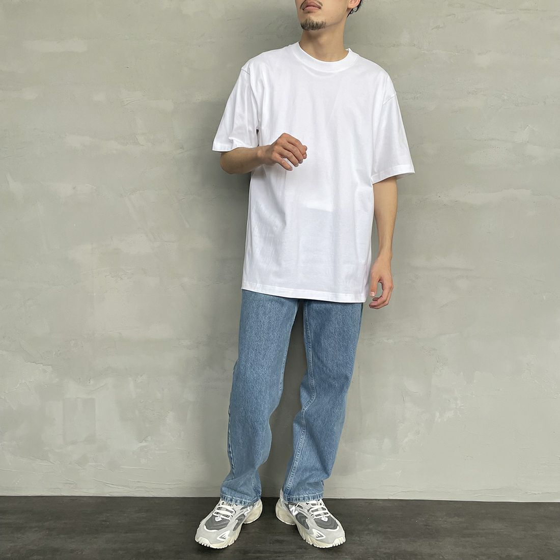 Hanes [ヘインズ] BEEFY ショートスリーブTシャツ [H5180] 010 ﾎﾜｲﾄ &&モデル身長：168cm 着用サイズ：L&&