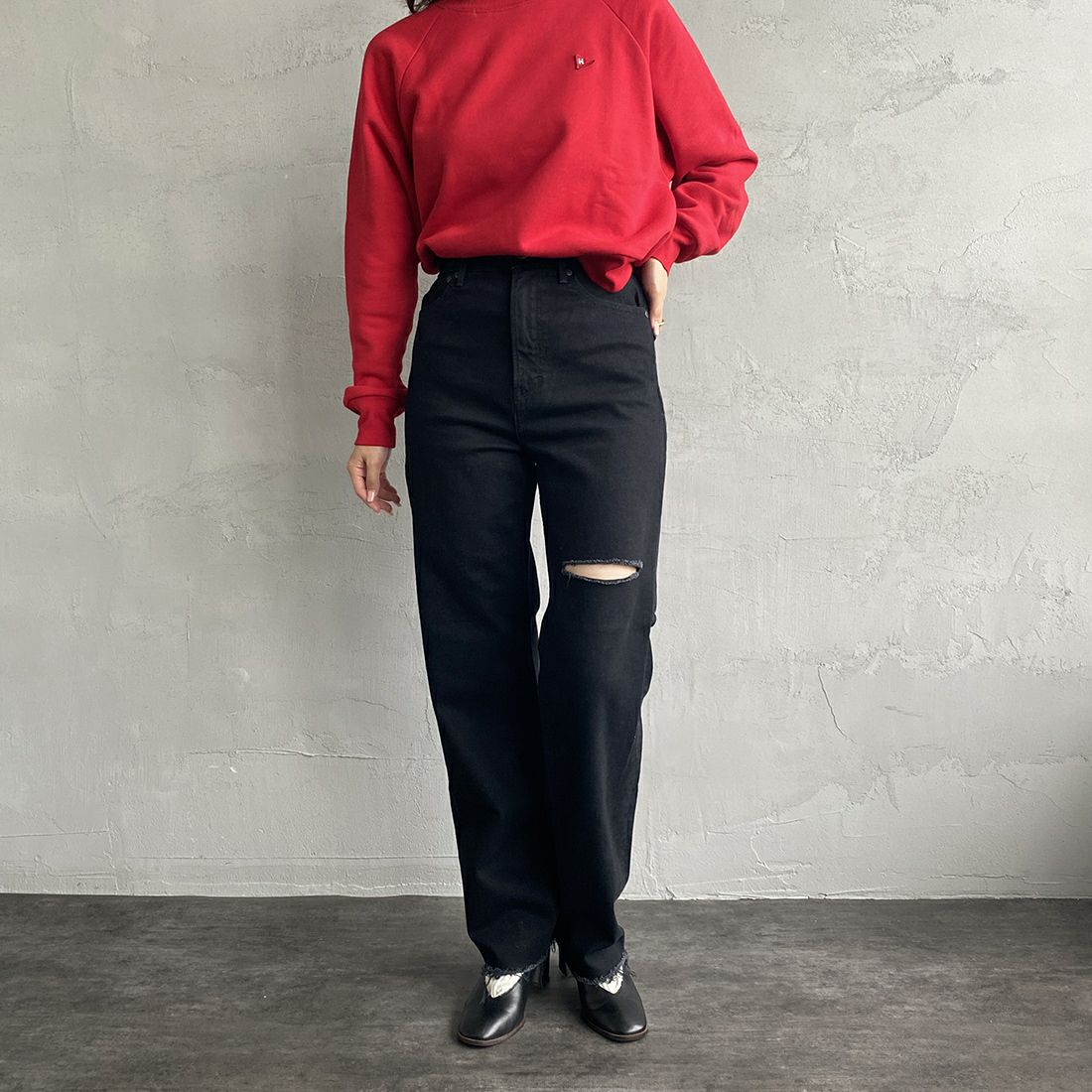 YANUK [ヤヌーク] LEA ストレートデニム [57132239] CBK&&モデル身長：163cm　着用サイズ：24&&