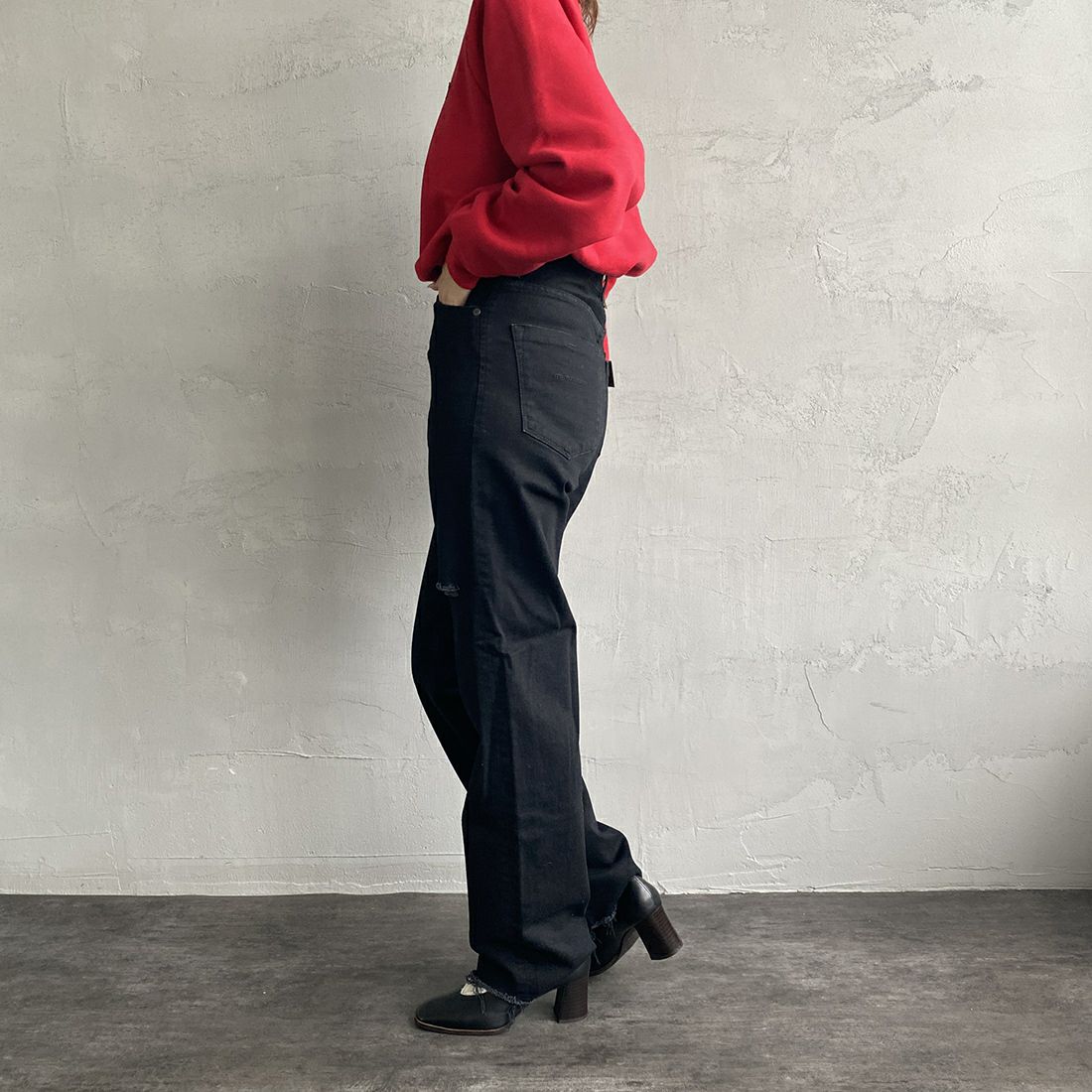 YANUK [ヤヌーク] LEA ストレートデニム [57132239] CBK&&モデル身長：163cm　着用サイズ：24&&