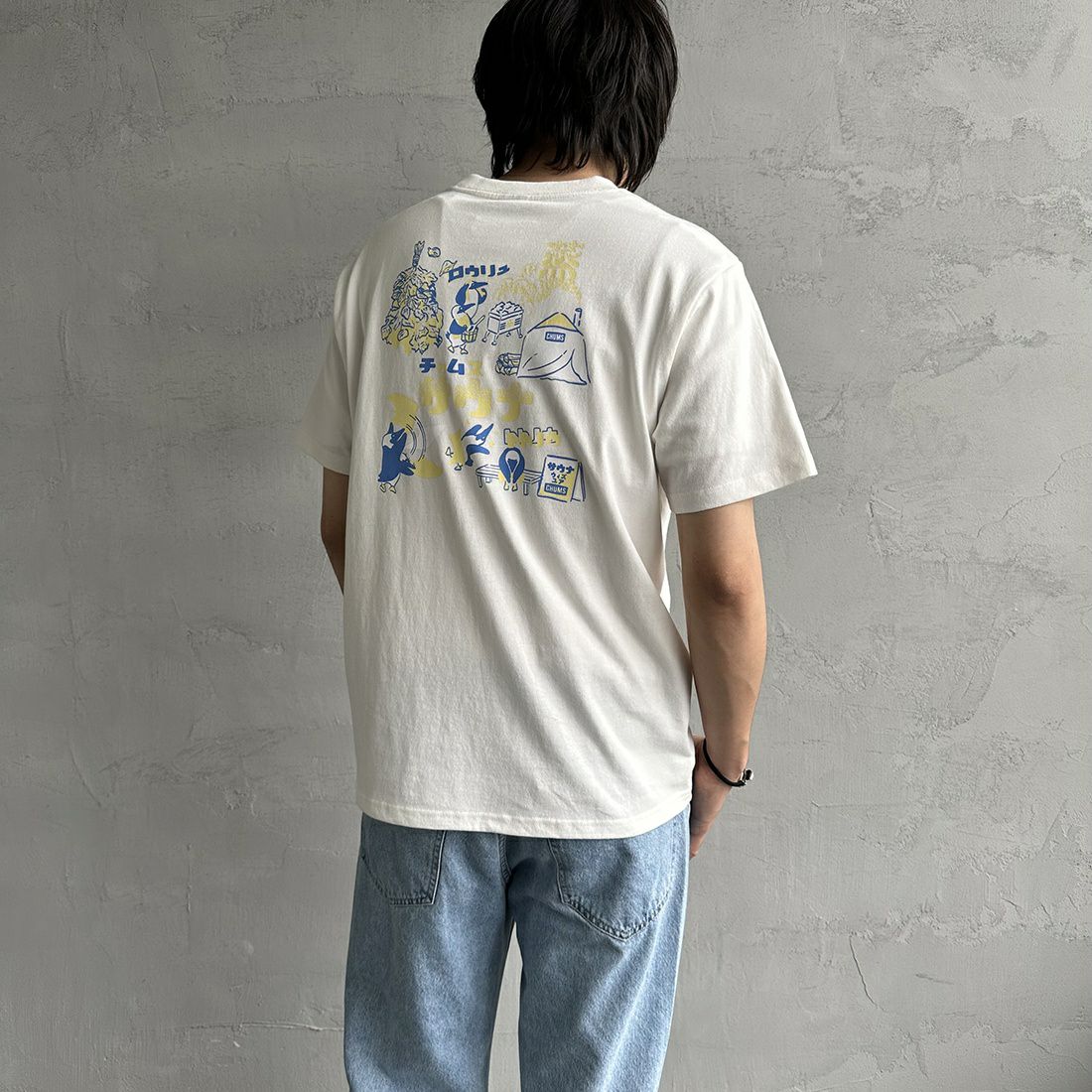CHUMS [チャムス] サウナTシャツ [CH01-2392] W001 WHITE&&モデル身長：173cm 着用サイズ：M&&