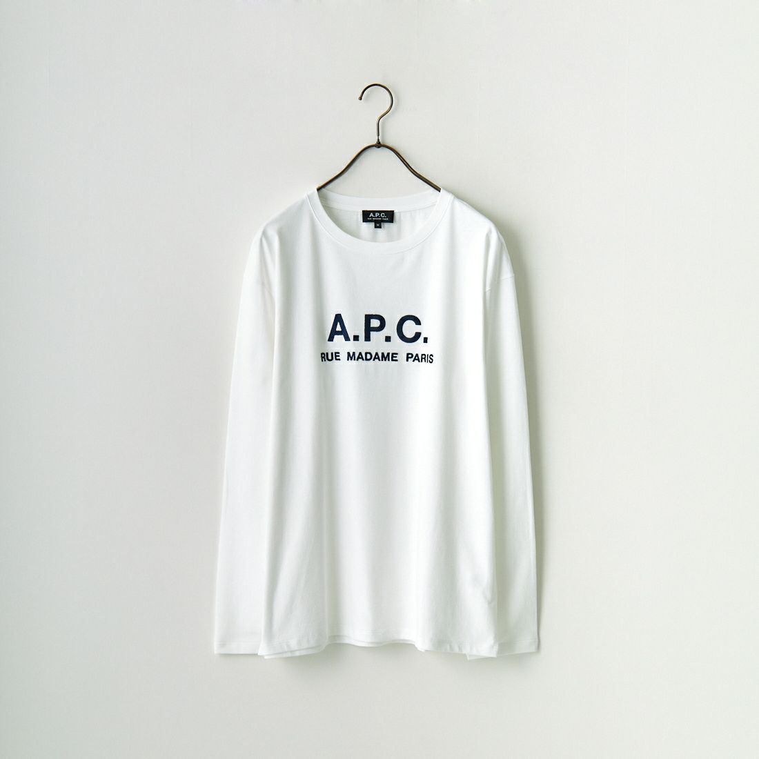 A.P.C. [アー・ペー・セー] ロゴプリント ロングスリーブTシャツ [RUE-MADAME-H-MANCHES] 90 BLANC