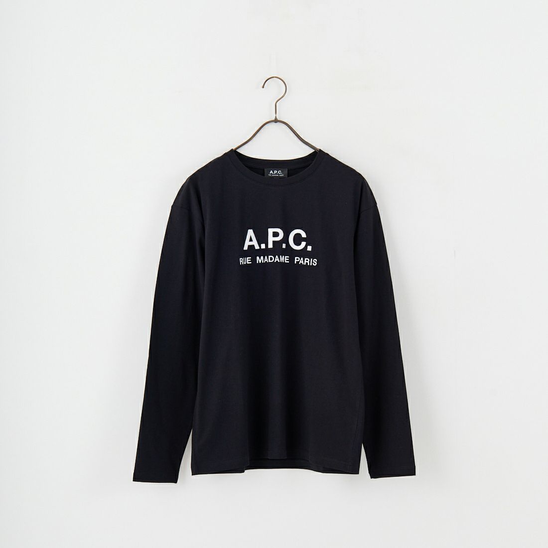 A.P.C. [アー・ペー・セー] ロゴ刺繍 ロングスリーブTシャツ [RUE-MADAME-H-MANCHES] 99 NOIR