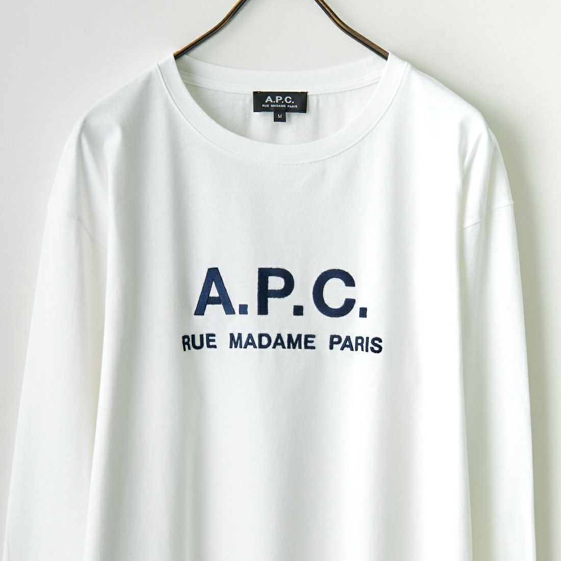 A.P.C. [アー・ペー・セー] ロゴプリント ロングスリーブTシャツ [RUE-MADAME-H-MANCHES] 90 BLANC