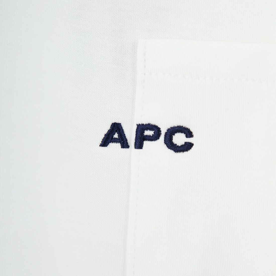 A.P.C. [アー・ペー・セー] ロゴ刺繍 長袖ポケットTシャツ [POCKET-EMB-T] 90 BLANC